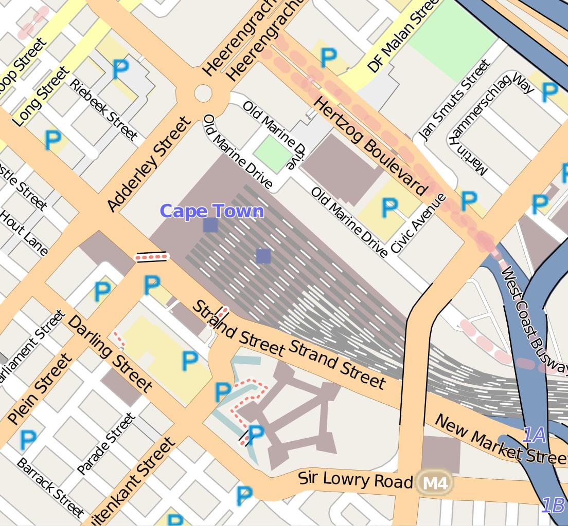 რუკა ბარაკ ქუჩის Cape Town