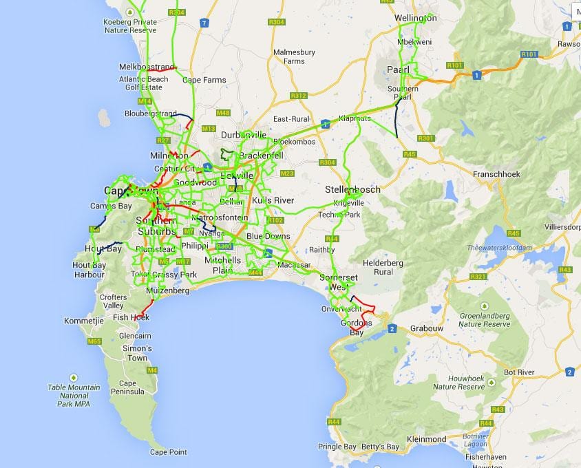 რუკა ბოჭკოვანი რუკა Cape Town