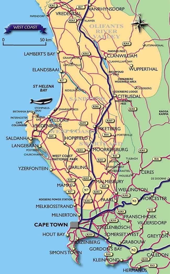 რუკა Cape Town სანაპირო
