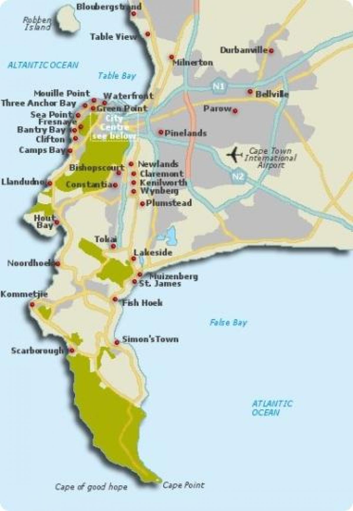 Cape Town უბნების რუკა