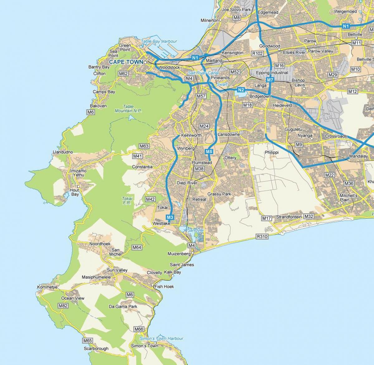 რუკა diệp მდინარე Cape Town