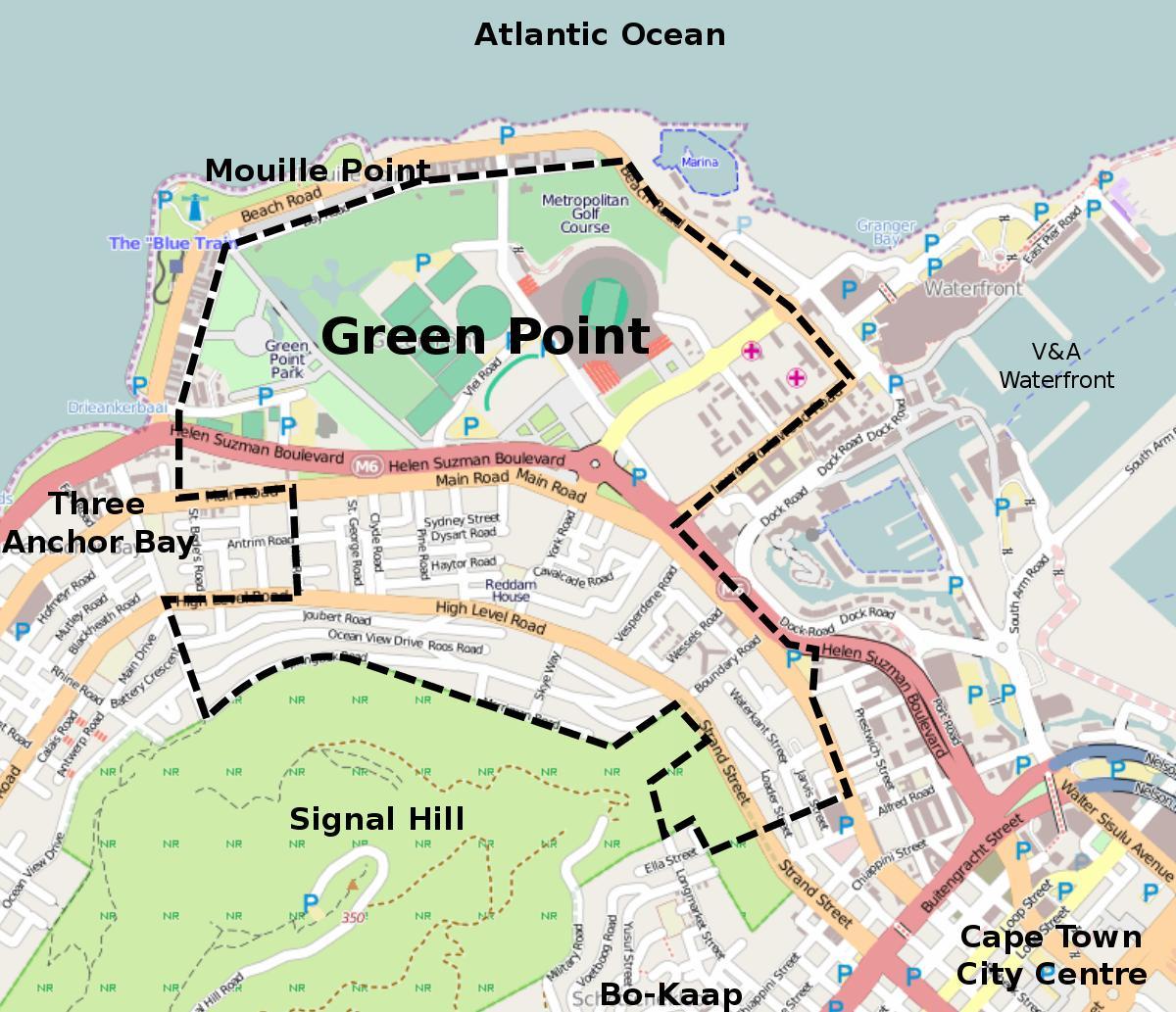 მწვანე წერტილი Cape Town რუკა