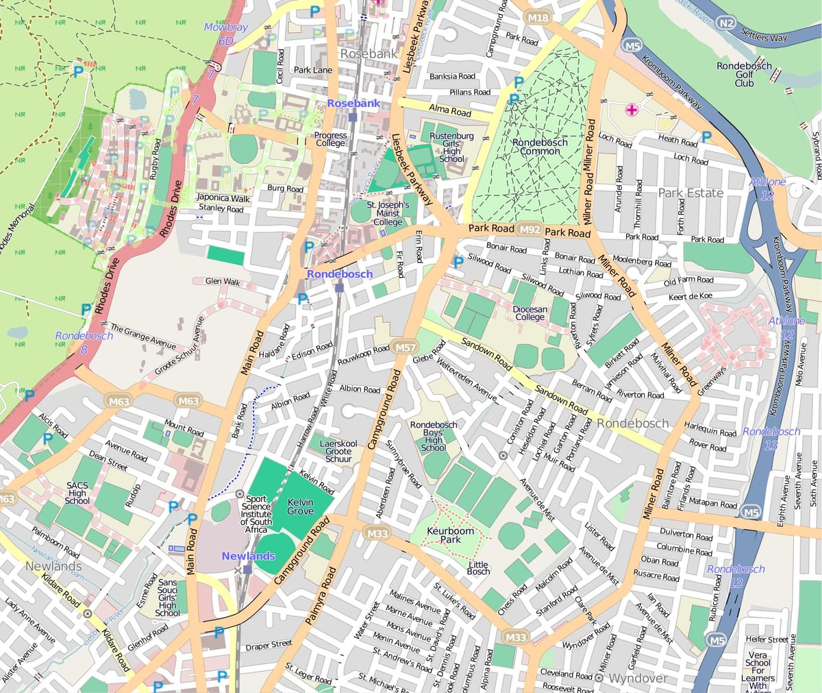 რუკა rondebosch Cape Town