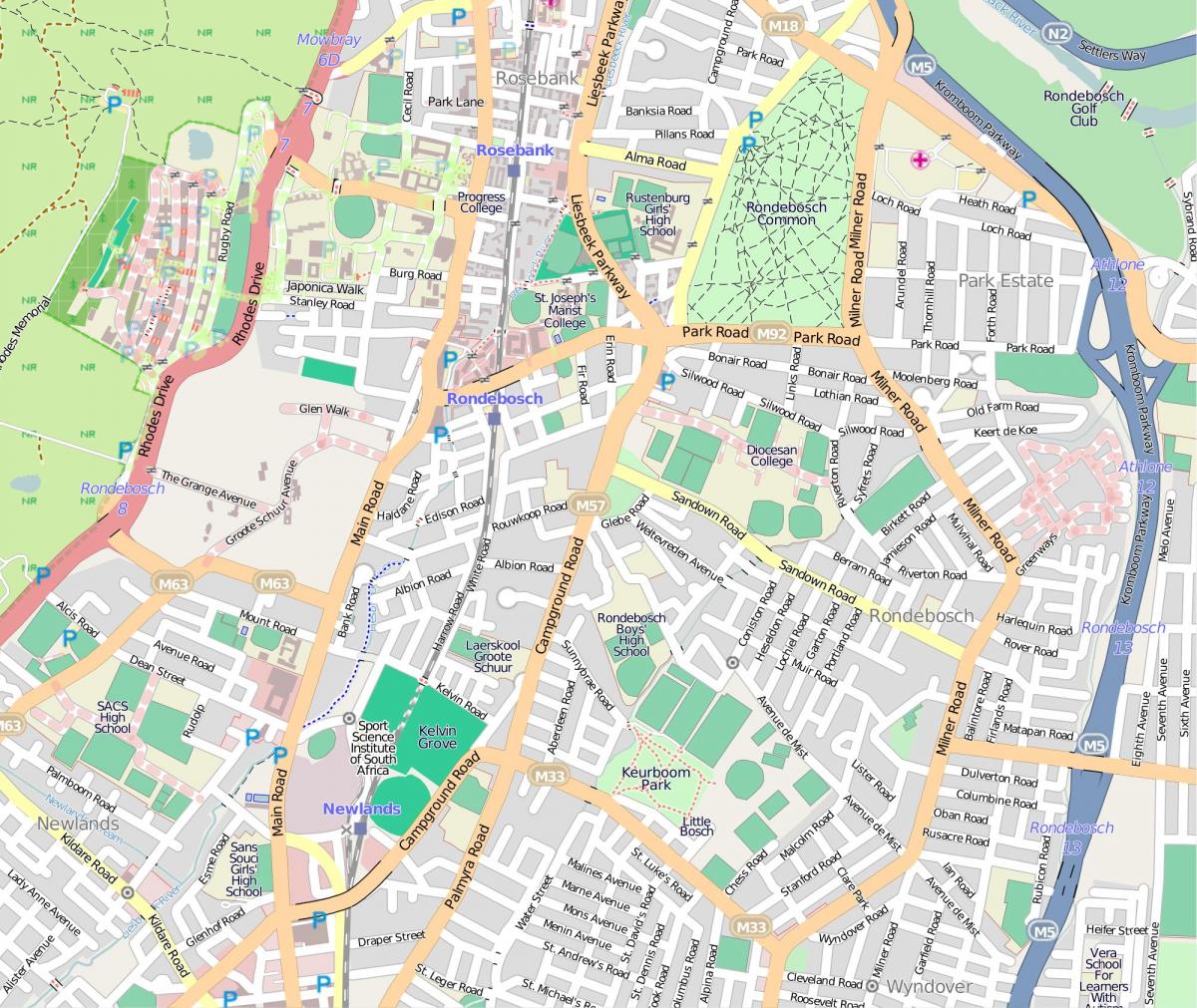 რუკა rondebosch Cape Town