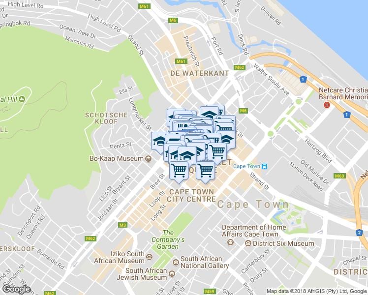 რუკა shortmarket ქუჩის Cape Town