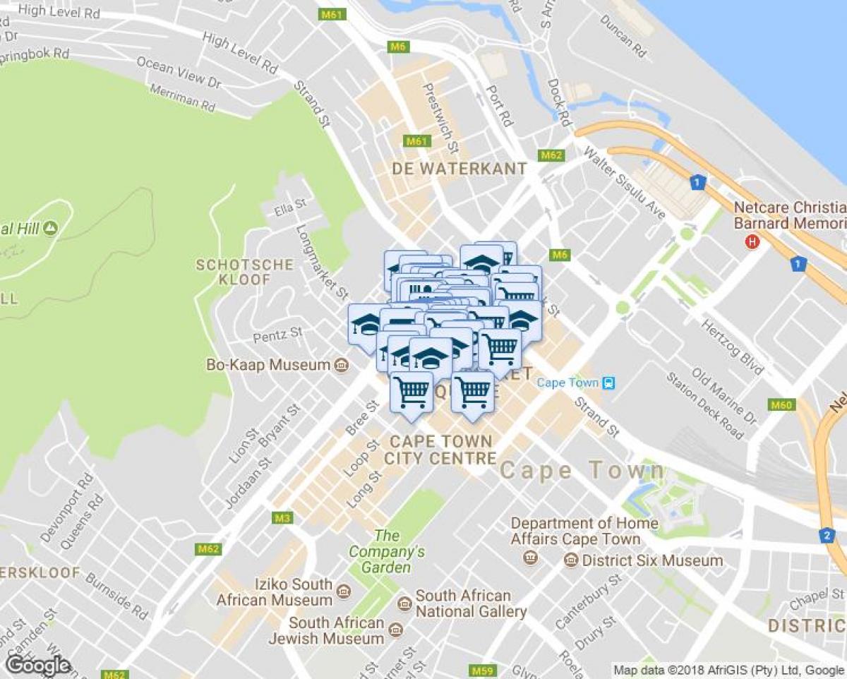 რუკა shortmarket ქუჩის Cape Town