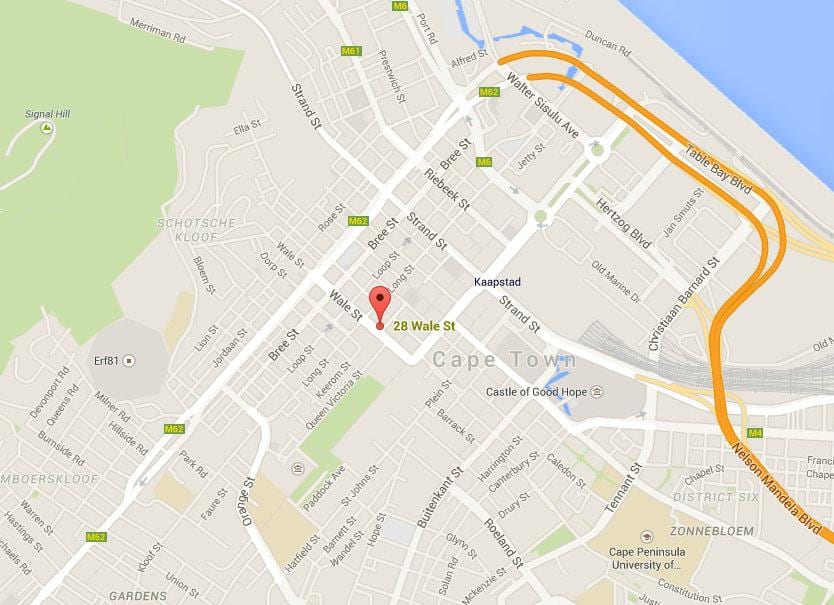 რუკა wale ქუჩის Cape Town