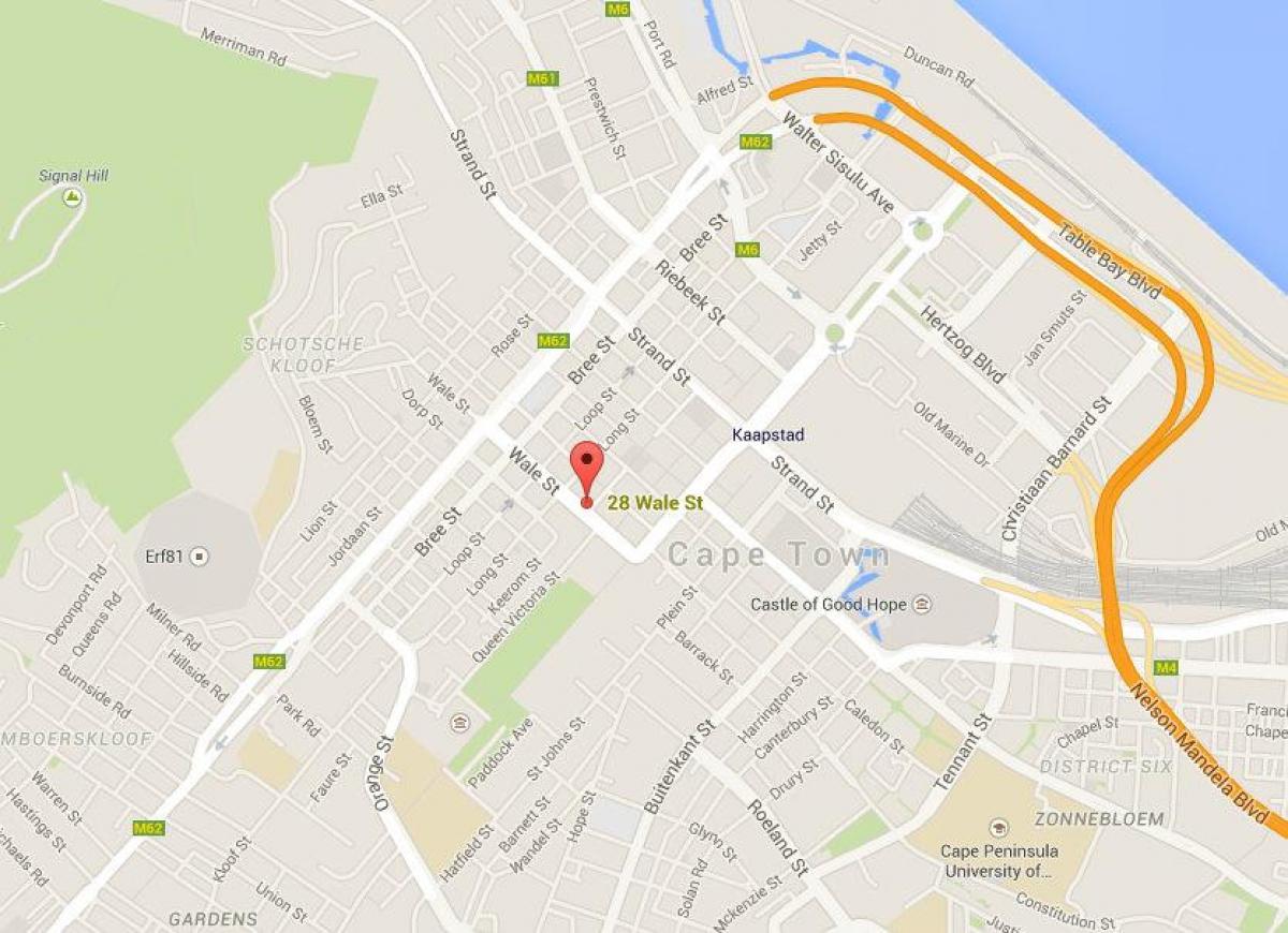 რუკა wale ქუჩის Cape Town