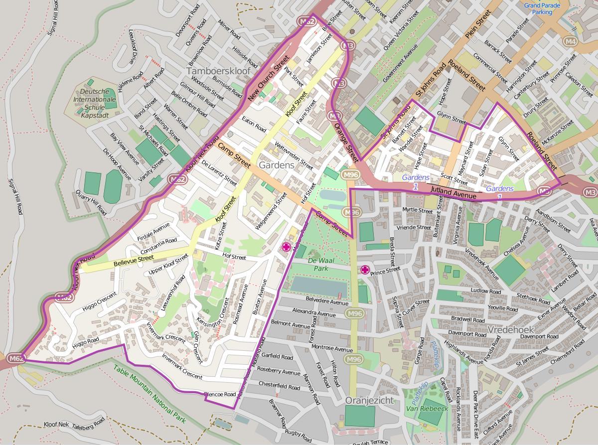 რუკა ბაღები Cape Town