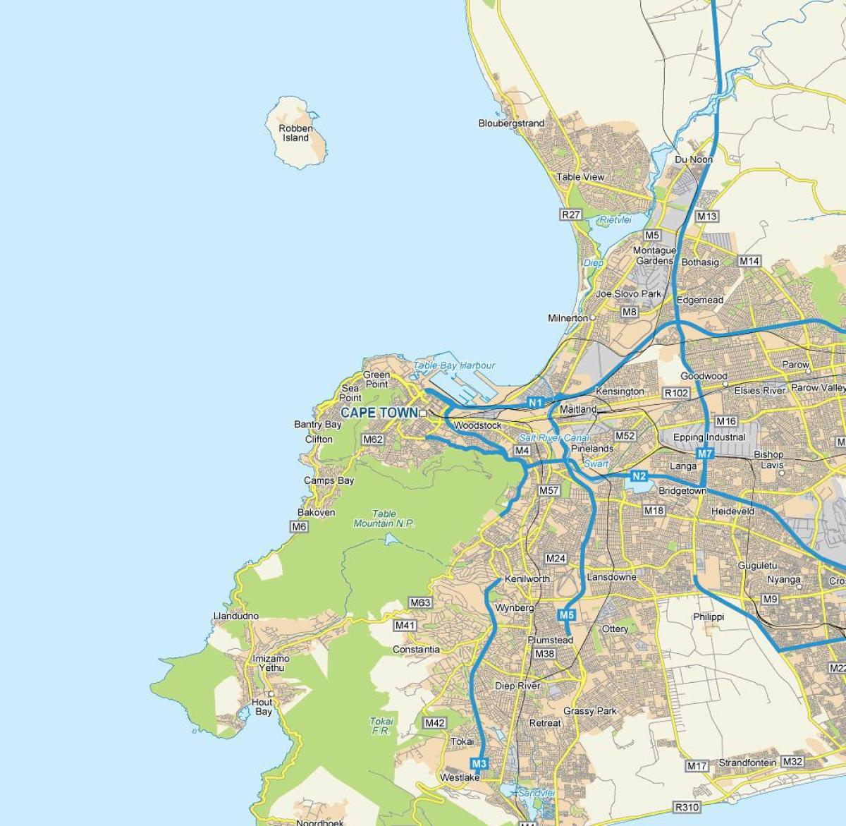 Cape Town ცენტრში რუკა