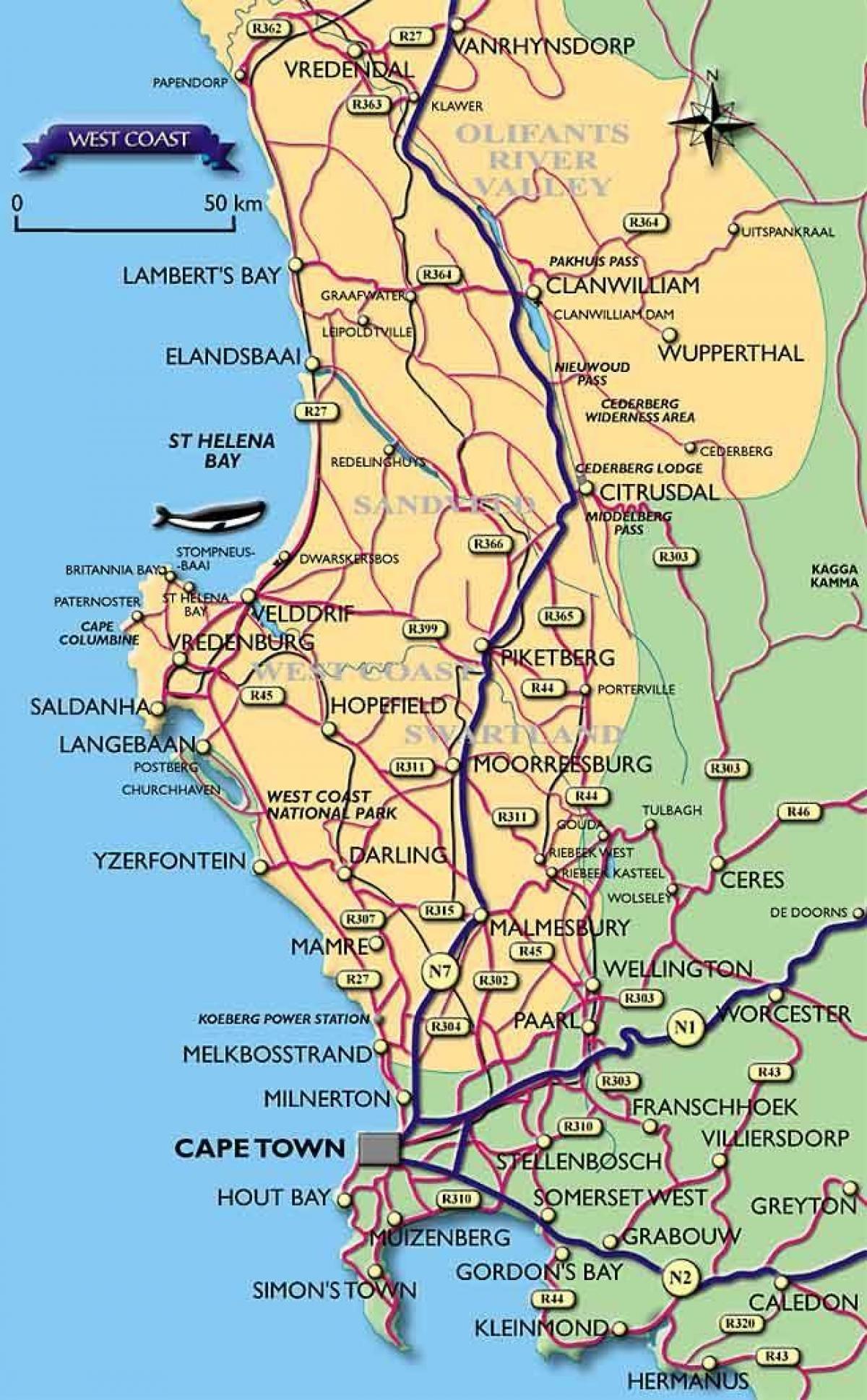 რუკა Cape Town სანაპირო