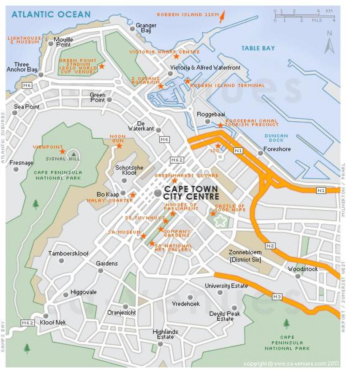 რუკა საუკუნის ქალაქში Cape Town