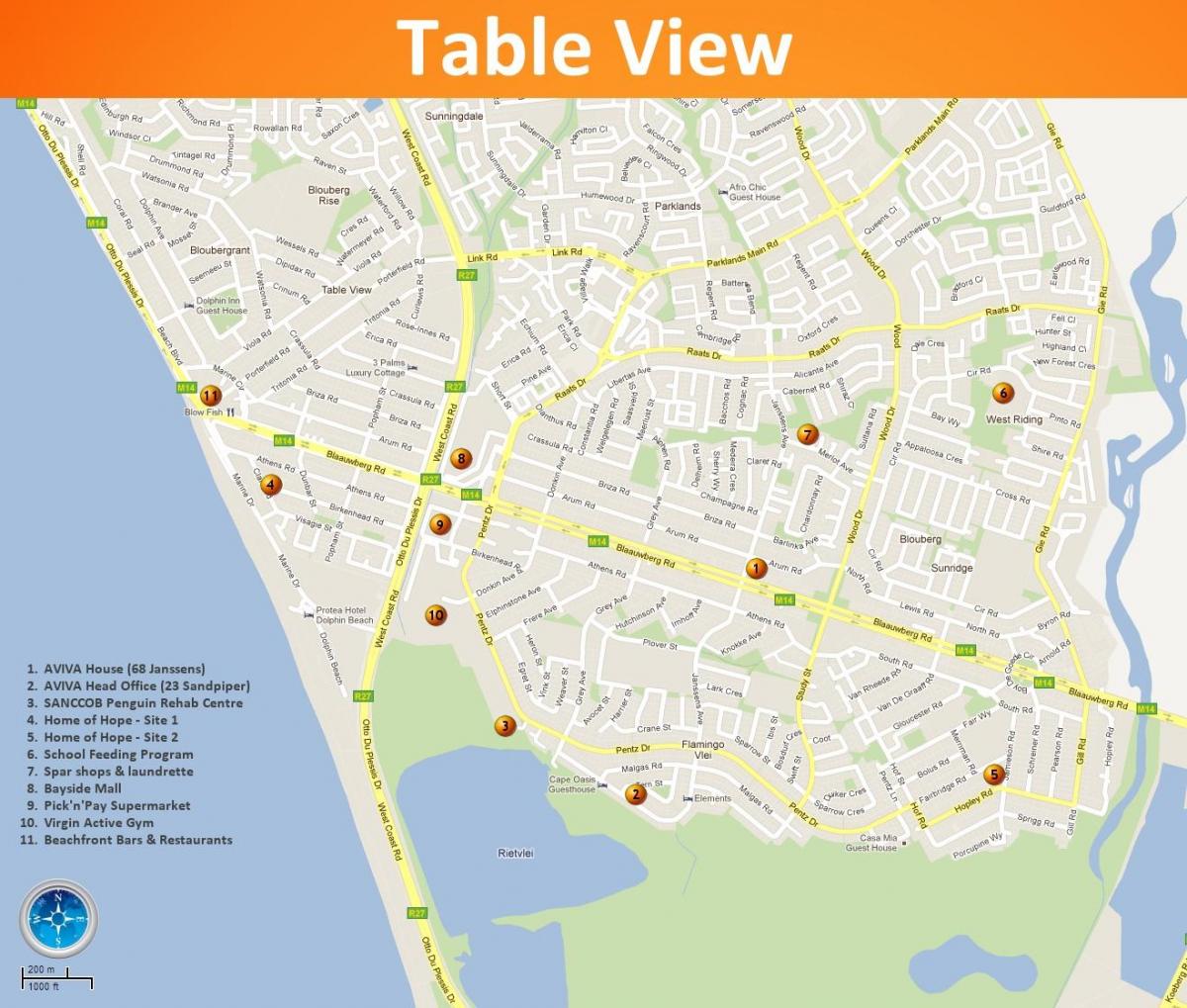 რუკა ცხრილის Cape Town