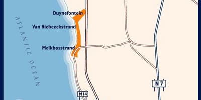 რუკა დასავლეთ სანაპიროზე Cape Town