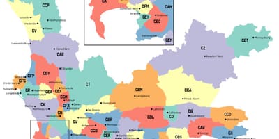 რუკა western cape გარეუბანში