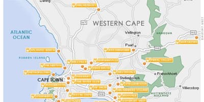 რუკა Cape Town გოლფის კურსები 