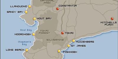 რუკა Cape Town პლაჟები