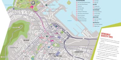 ქალაქის ღირსშესანიშნაობებს Cape Town რუკა