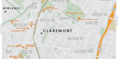 რუკა claremont Cape Town